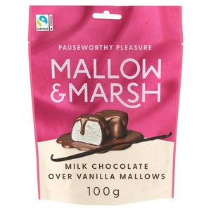Mallow & Marsh Milk Chocolate Covered Vanilla Marshmallows, 100g