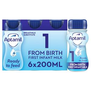 Aptamil 1 First Formula Baby Milk Liquid from Birth Multipack 6 x 200m