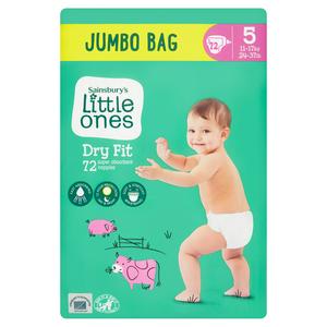 Sainsbury's Little Ones 72 Dry Fit Nappies - Size 5