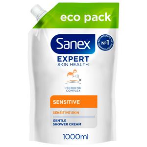 Sanex Expert Skin Health Sensitive Shower Gel Body Wash Refill, 1L