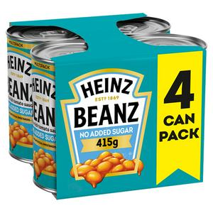Heinz No Added Sugar Baked Beans in a Rich Tomato Sauce 4x415g