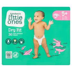 Sainsbury's Little Ones 36 Dry Fit Nappies - Size 5+