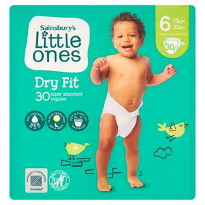 Sainsbury's Little Ones 30 Dry Fit Extra Large Nappies - Size 6