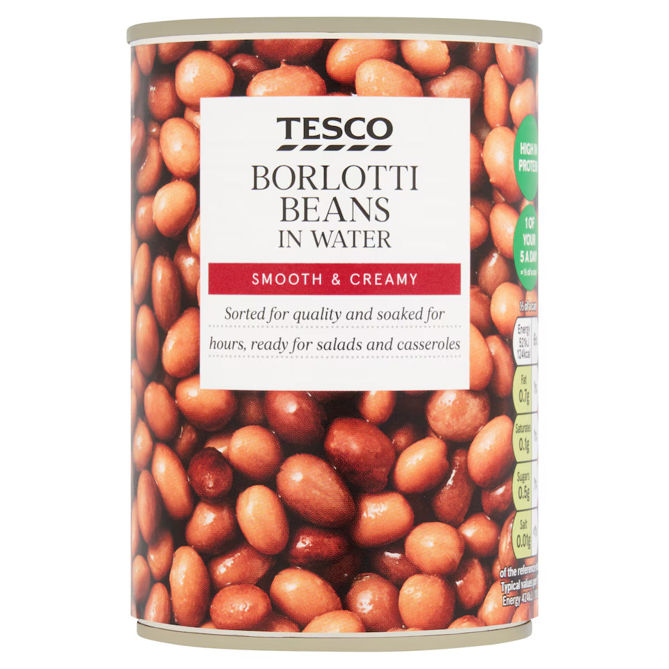 Tesco Borlotti Beans In Water, 400g