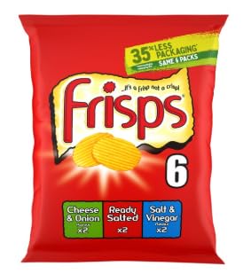 Frisps Variety Crisps 6 Pack, Cheese & Onion, Ready Salted, Salt & Vinegar