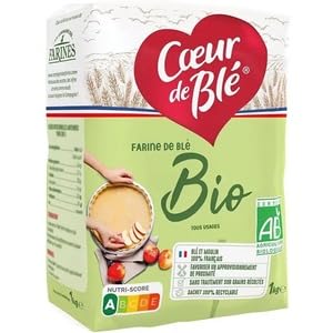 Coeur de Blé Farine de Blé Bio, Tous Usages, Agriculture Biologique, 1kg
