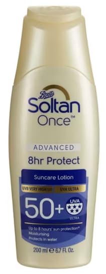 Soltan Once™ Advanced 8hr Protect Suncare Lotion, SPF 50+, UVA Ultra, 200ml
