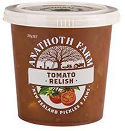 Anathoth Farm Tomato Relish, New Zealand Pickles and Jams, 390g
