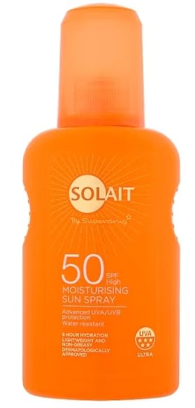 Solait Moisturising Sun Spray, SPF 50 High, Advanced UVA/UVB Protection, Water Resistant, 8 Hour Hydration