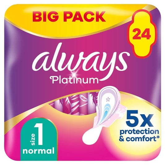 Always Platinum Normal Size 1 Sanitary Towels Wings Pads x24