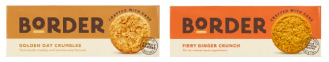 Border Biscuits Golden Oat Crumbles 135g & Fiery Ginger Crunch 135g