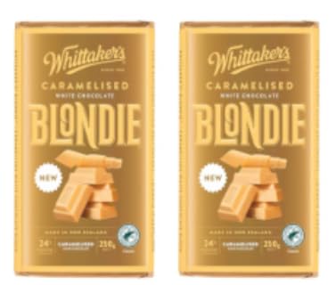 Whittaker's Blondie Caramelised White Chocolate Bar, 250g, Pack of 2