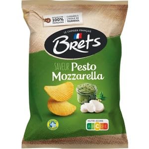Brets Pesto Mozzarella Flavour Crisps, Ridged Chips 125g