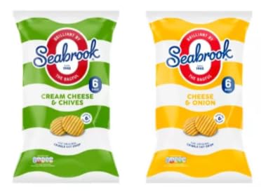 Seabrook Crinkle Cut Crisps, Cream Cheese & Chives and Cheese & Onion Flavours