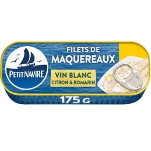 Petit Navire Filets de Maquereaux Vin Blanc Citron Romarin 175g