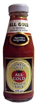 All Gold Tomato Sauce, No Preservatives, Colourants or Thickeners, 350ml