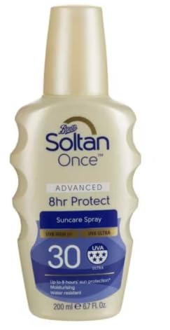 Soltan Once Advanced 8hr Protect Suncare Spray, SPF 30, Water Resistant, 200ml