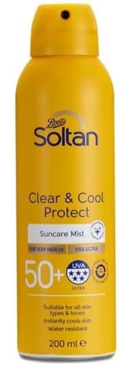Soltan Clear & Cool Protect Suncare Mist, SPF 50+, UVA Ultra, Water Resistant, All Skin Types, 200ml