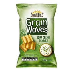 Sunbites Grain Waves Chips, Sour Cream & Chives Flavour, 140g