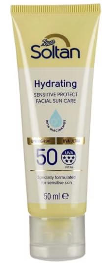 Soltan Hydrating Sensitive Protect Facial Sun Care, SPF 50, with Niacinamide, 50ml