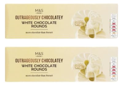 M&S Food Outrageously Chocolatey White Chocolate Rounds, More Chocolate than Biscuit, Pack of 2
