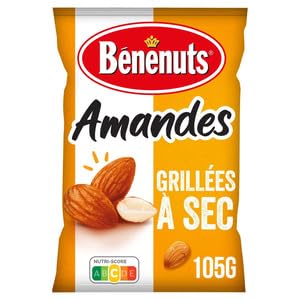 Bénenuts Amandes Grillées à Sec, Dry Roasted Almonds, 105g