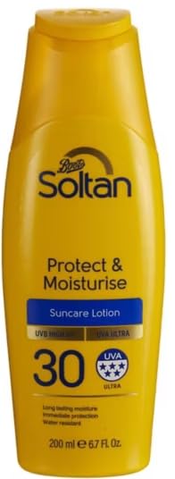 Soltan Protect & Moisturise Suncare Lotion, SPF 30, UVA Ultra, Water Resistant, 200ml