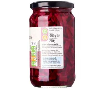 Sainsbury's Pickled Red Cabbage in Vinegar 465g - Red cabbage pickled in spirit vinegar.