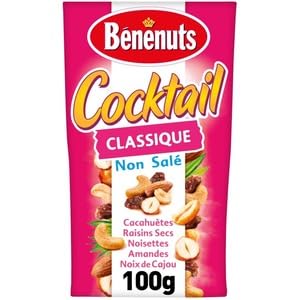 Benenuts Cocktail,Unsalted Mixed Nuts and Raisins, 100g
