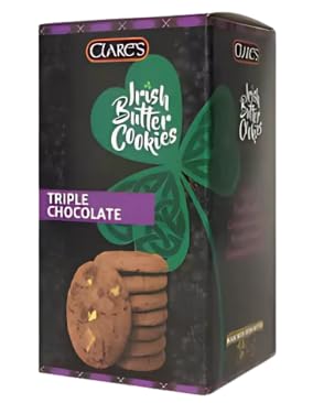 Clare's Irish Butter Cookies, Triple Chocolate Flavour, Indulgent Biscuit Treat