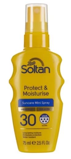Soltan Protect & Moisturise Suncare Mini Spray, SPF 30, UVA Ultra, Water Resistant, 75ml
