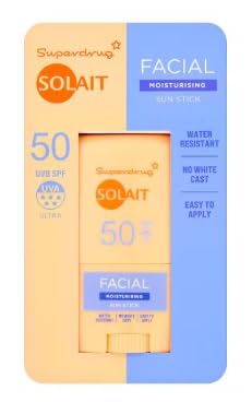 Solait Facial Moisturising Sun Stick, SPF 50, Water Resistant, No White Cast, Easy to Apply