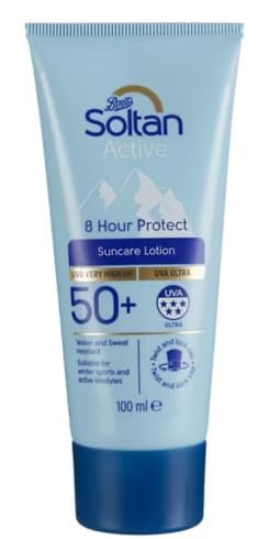 Soltan Active 8 Hour Protect Suncare Lotion, SPF 50+, UVA Ultra, Water and Sweat Resistant, 100ml