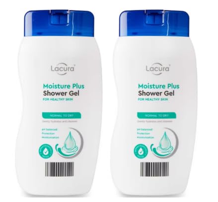 Lacura Moisture Plus Shower Gel for Healthy Skin, pH Balanced, Normal to Dry Skin, 2 Pack