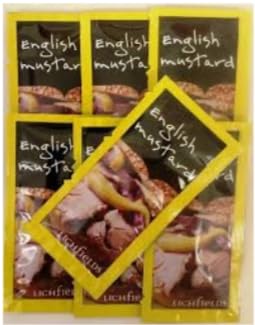 Lichfields English Mustard Sachets, Condiment Portions, Single Serve Packets - 50 Sachets