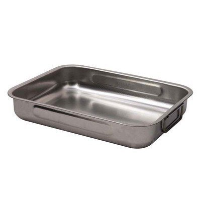 Stainless Steel Deep Roaster with Two Side Handles Size: 40 cm x 28 cm x 5 cm