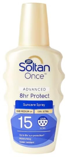 Soltan Once Advanced 8hr Protect Suncare Spray, SPF 15, UVA Ultra, Water Resistant, Moisturising