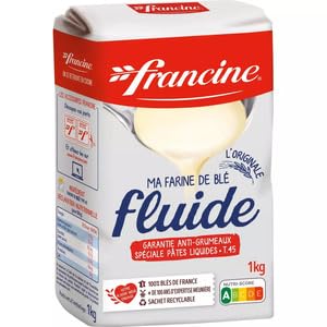 Francine Ma Farine de Blé Fluide, Anti-Grumeau, Spéciale Pâtes Liquides, Type 45, 1kg