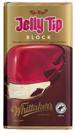 Whittaker's Jelly Tip Block Chocolate, Raspberry Jelly, Vanilla Cream and Chocolate, 180g
