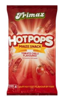 Frimax Hotpops Tomato Chilli Flavoured Maize Snack, 100g