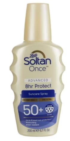 Soltan Once Advanced 8hr Protect Suncare Spray, SPF 50+, UVA Ultra, Water Resistant, 200ml