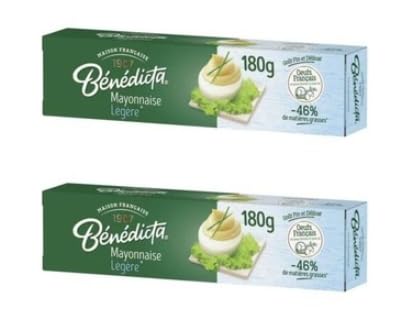 Bénédicta Mayonnaise Légère, -46% Fat, 180g, Pack of 2