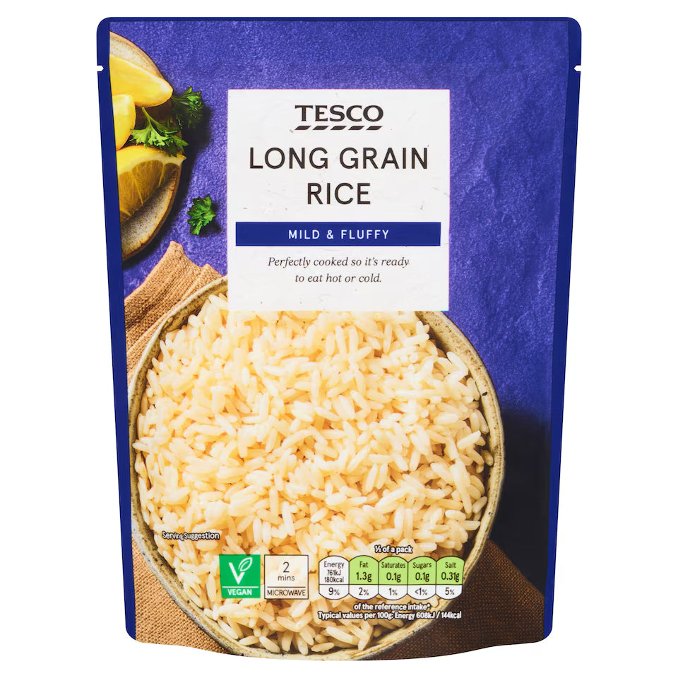 Tesco Microwave Long Grain Rice, 250g