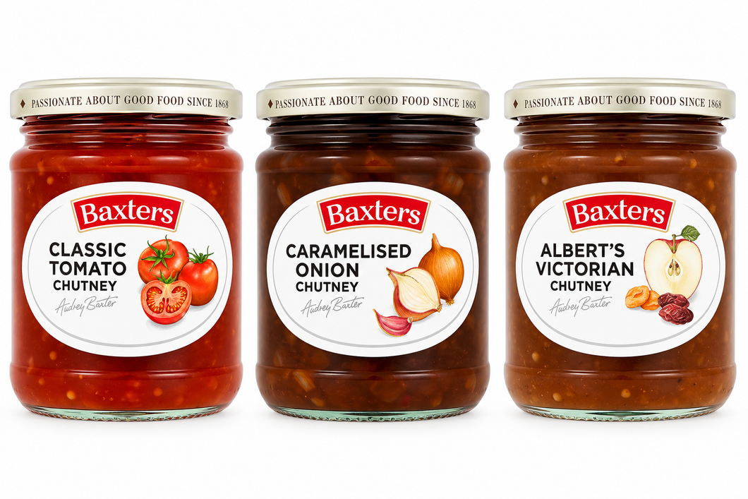 Baxters Chutney Trio Bundle – Caramelised Onion, Victorian & Tomato