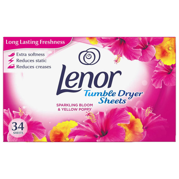 Lenor Tumble Dryer Sheets - Sparkling Bloom & Yellow Poppy, 34 sheets