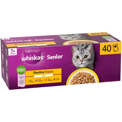 Whiskas 7+ Senior Pouches Poultry Feasts in Jelly, 40x85g