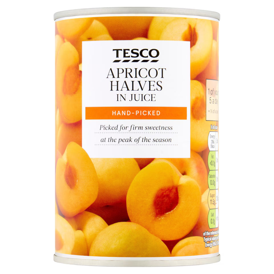 Tesco Apricot Halves In Juice, 411g