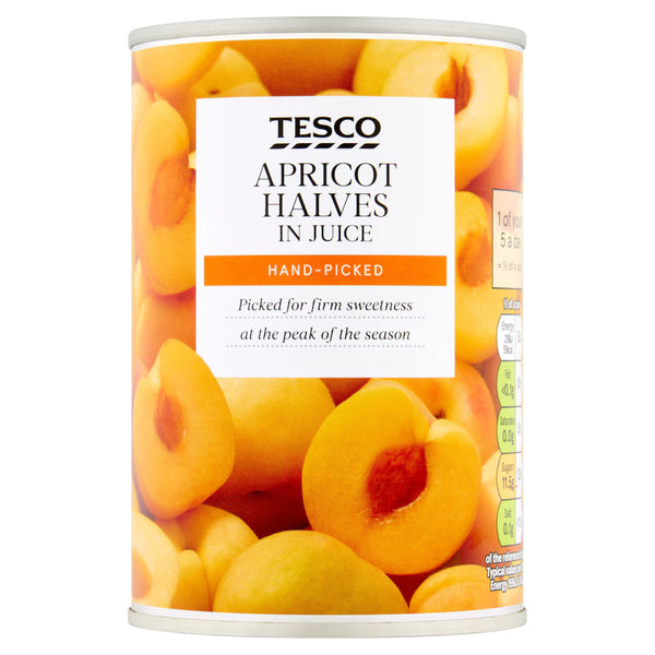 Tesco Apricot Halves In Juice, 411g