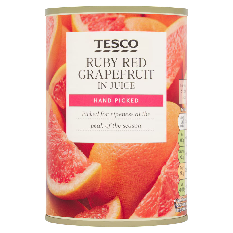 Tesco Ruby Red Grapefruit in Juice, 411g
