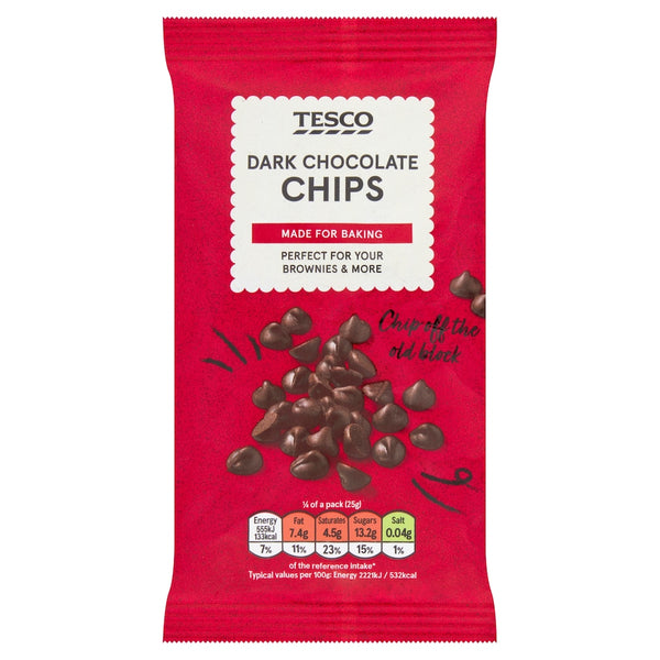 Tesco Dark Chocolate Chips, 100g
